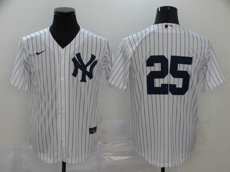 Men New York Yankees 25 No name White Nike Game MLB Jerseys